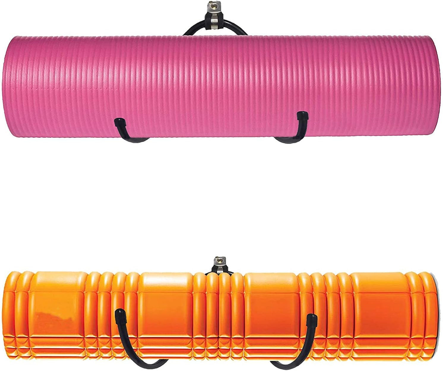 Wall Mount Yoga Mat Foam Roller and Towel Rack Hooks , Exercise Mat Storage Shel