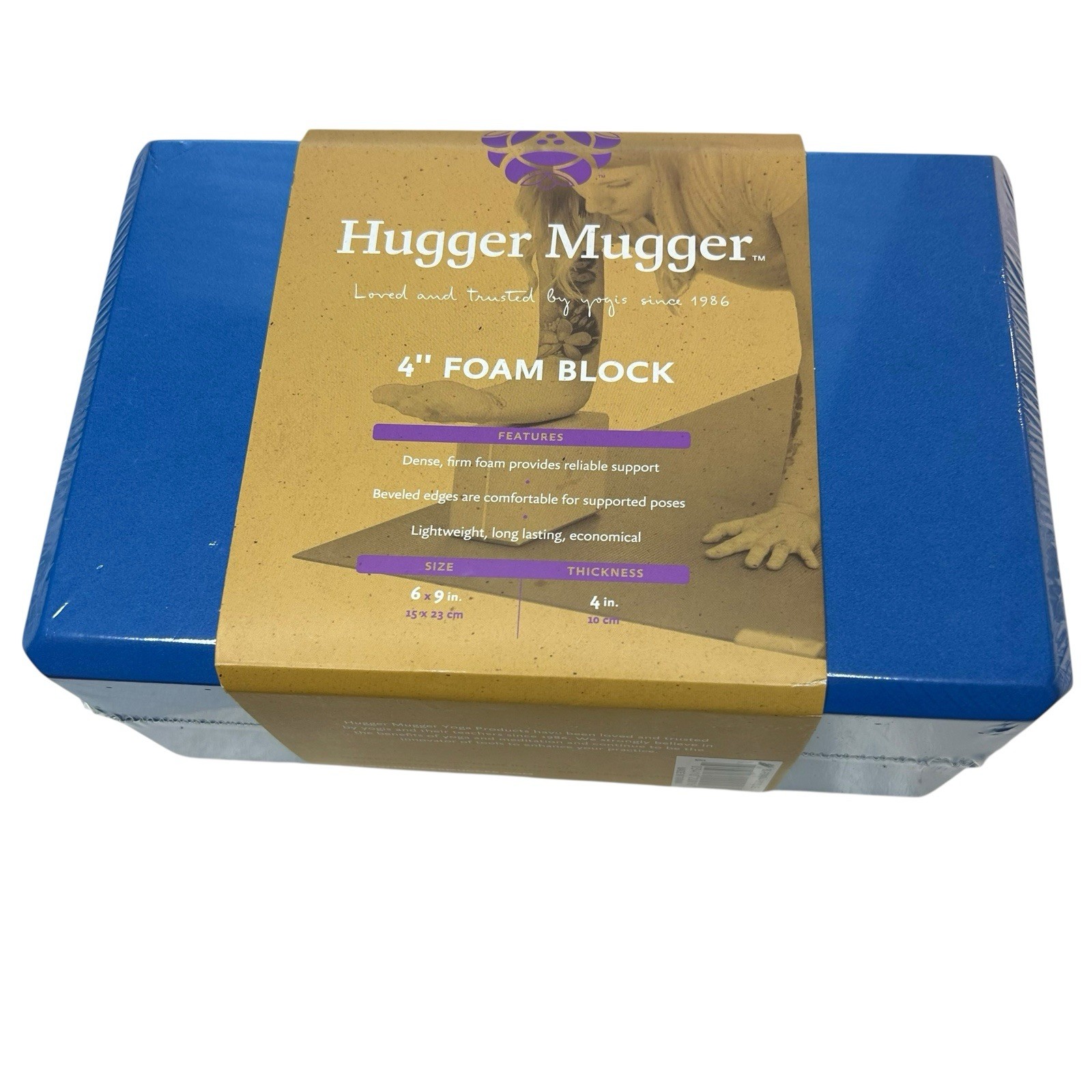 NEW Hugger Mugger Foam Yoga Block 4&Prime; Dense Firm Foam Blue