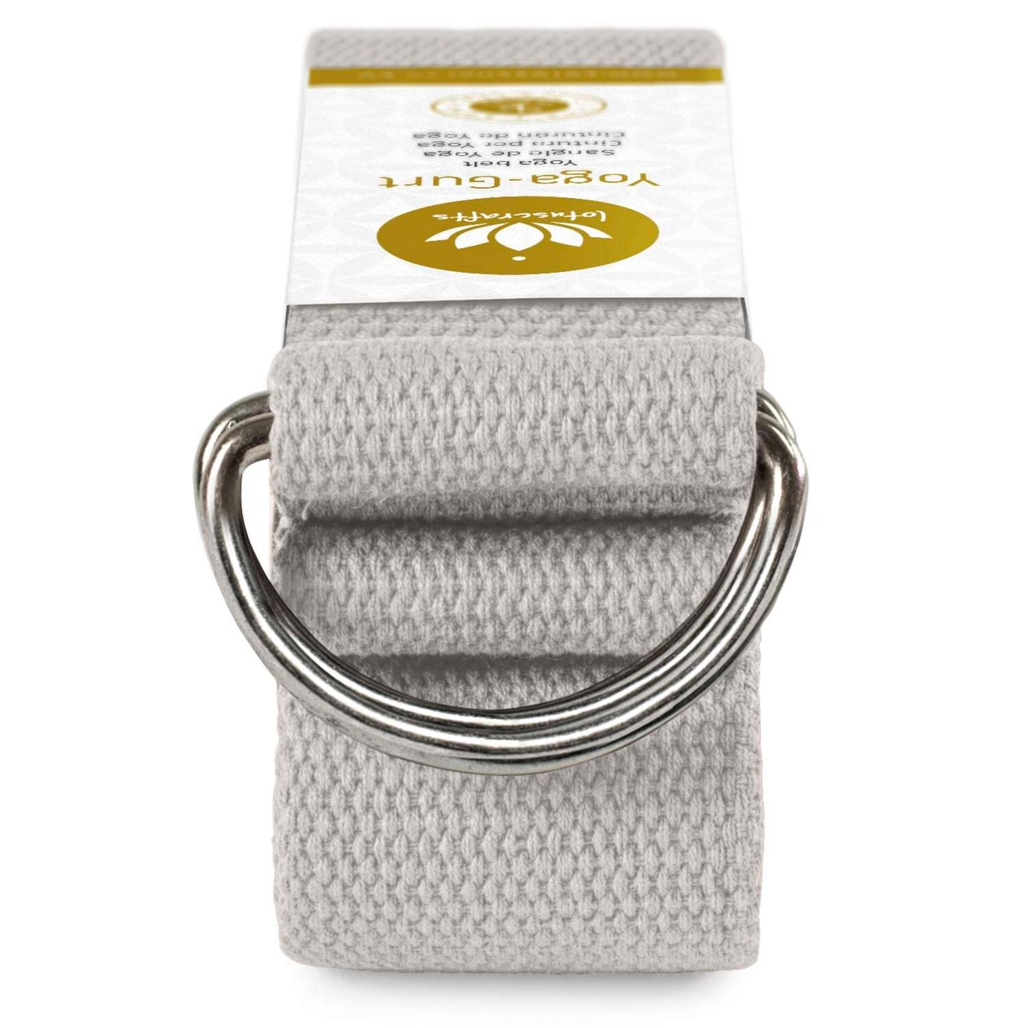 Lotuscrafts 8FT Yoga Strap | Organic Cotton Stretch Band, Cement Grey, 2-Pack