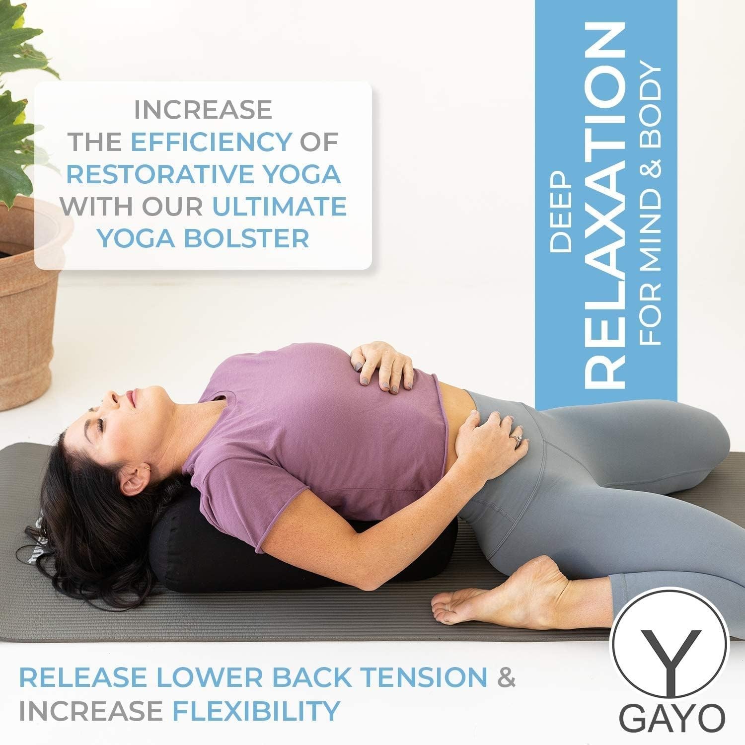 Supportive Yoga Pillow 18&Prime; w/ Removable Cover, Carry Bag