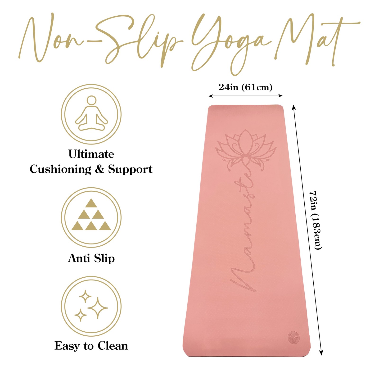 Non Slip TPE Yoga Mat 6mm Thick with Carrying Strap, Lightweight Exercise Mat…