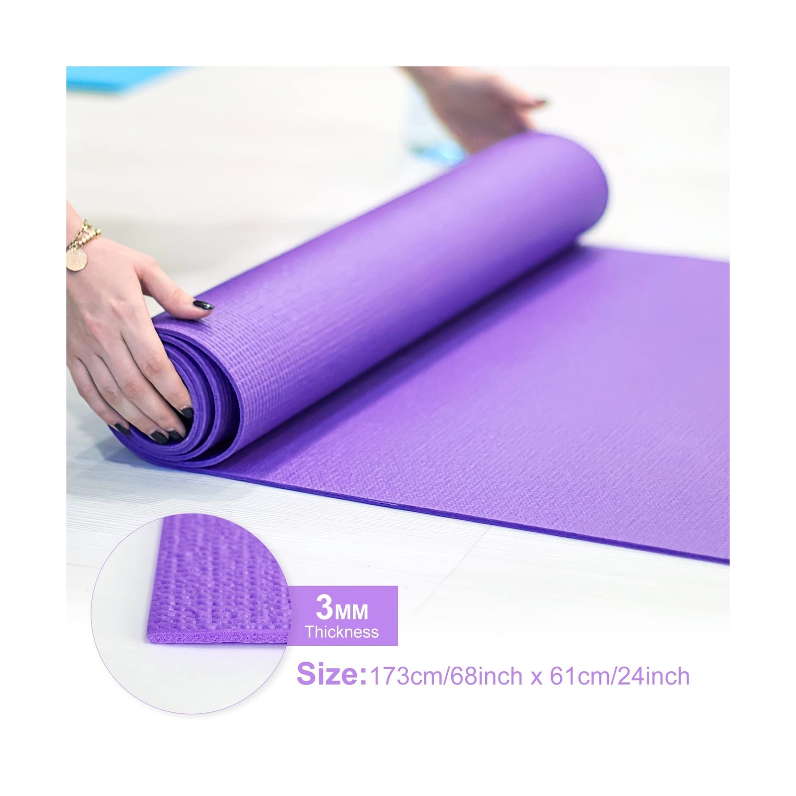 Funtery 16 Pcs Thick Yoga Mat Bulk, 68 » x 24 » x 3mm Exercise Workout Mat No…