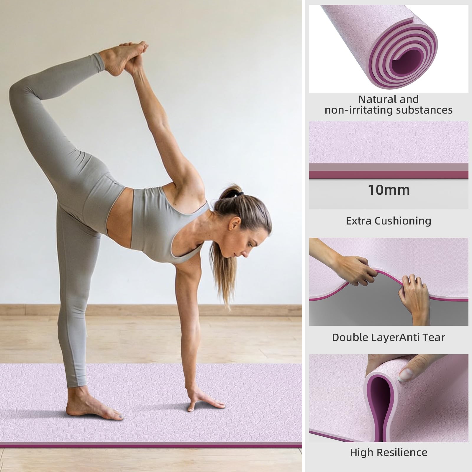 10mm Thick Extra Long Yoga Mat for Tall Men & , Extra Long 76x28in Non Slip T…