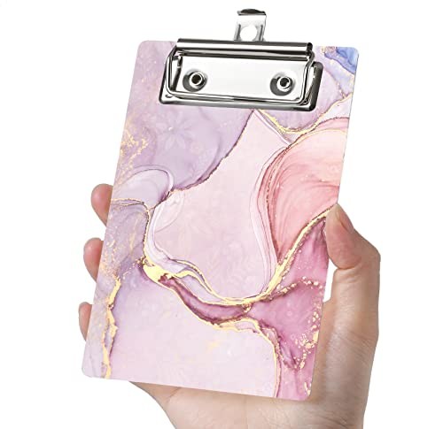 Mini clipboard can Easily fit into Large Pockets, Purses, Small Pink Marble