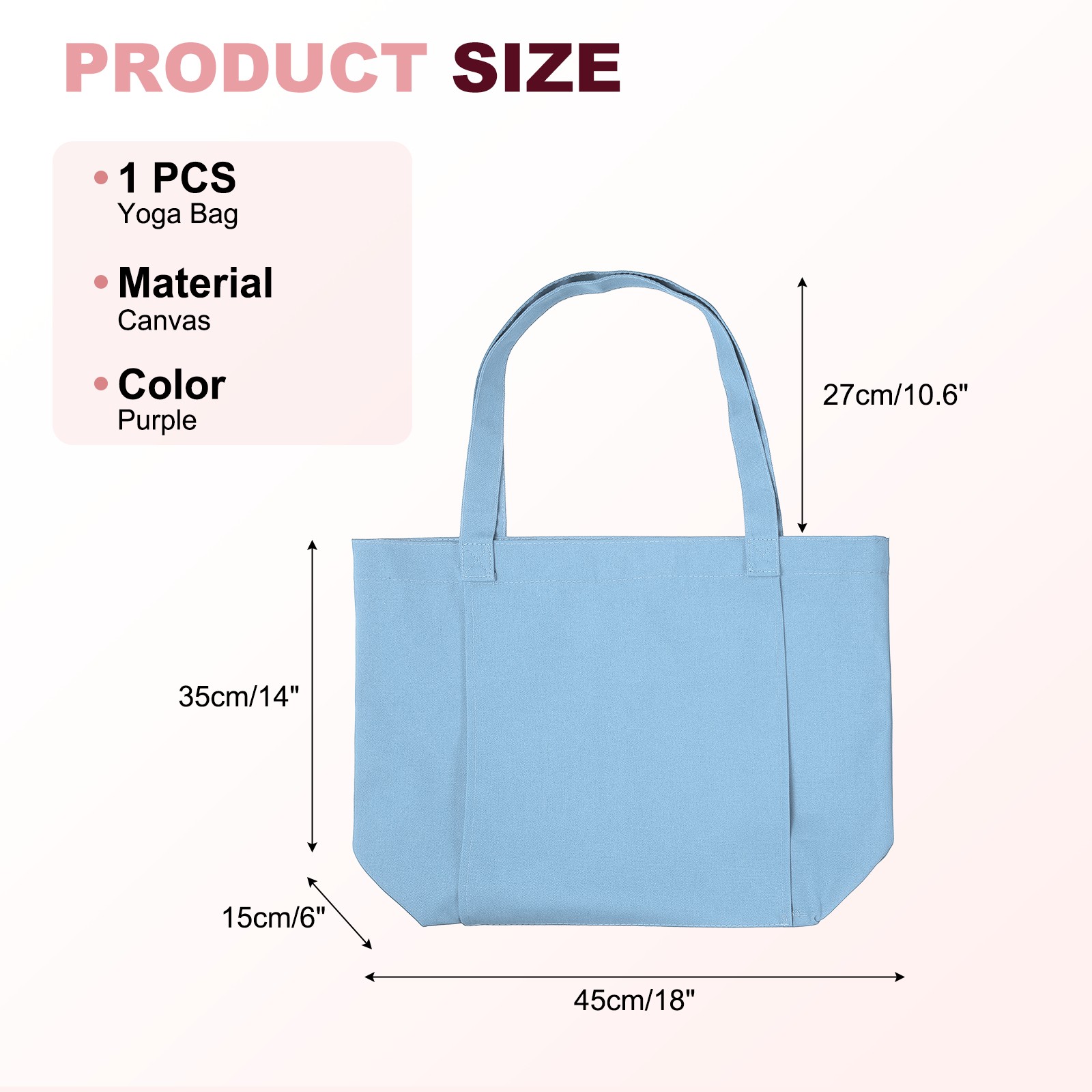 1 Pcs Yoga Bag, Tote Pilates Bag with Yoga Mat Holder Canvas & Blue