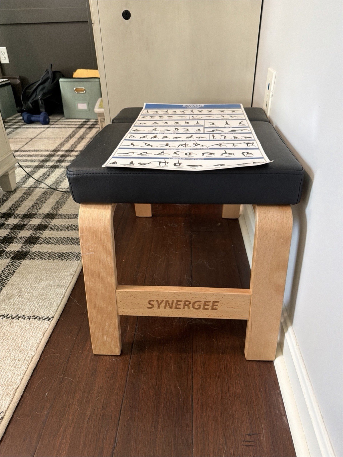 Synergee Yoga Inversion Trainer Headstand Bench/Chair Black With Poster