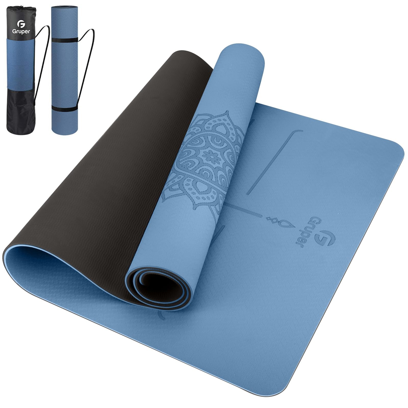 Yoga Mat Non Slip TPE Thick Yoga Mat with Alignment Mark, Large Size 72&Prime;L x 3…