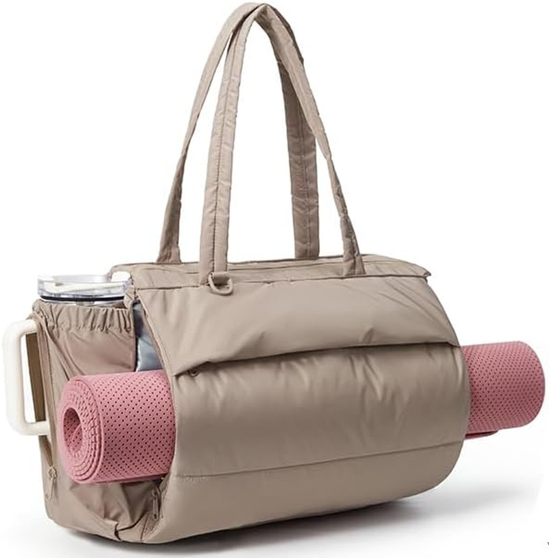 Yoga Mat Bag for Women, 22L Puffer Pilates Bag for 40Oz Tumbler, Gym Bag for Yog