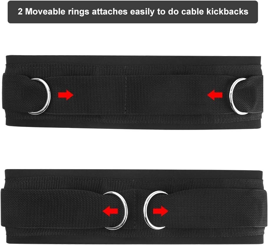 Waist Belt Neoprene Padded Gym Pulley Strap with Rings for Cable Machines Fit…