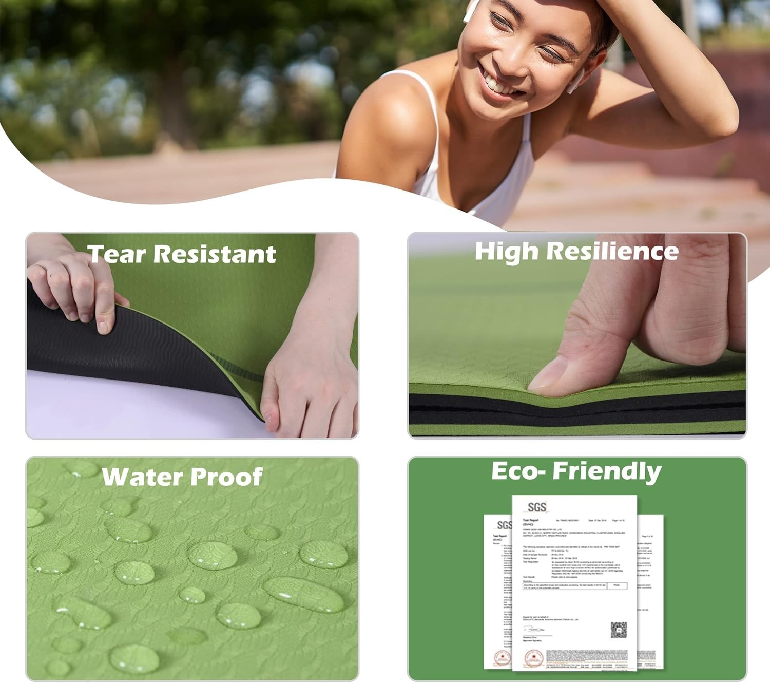 1/4&Prime; Thick Non-Slip TPE Yoga Mat with Carry Strap – Comfort Meets Durability