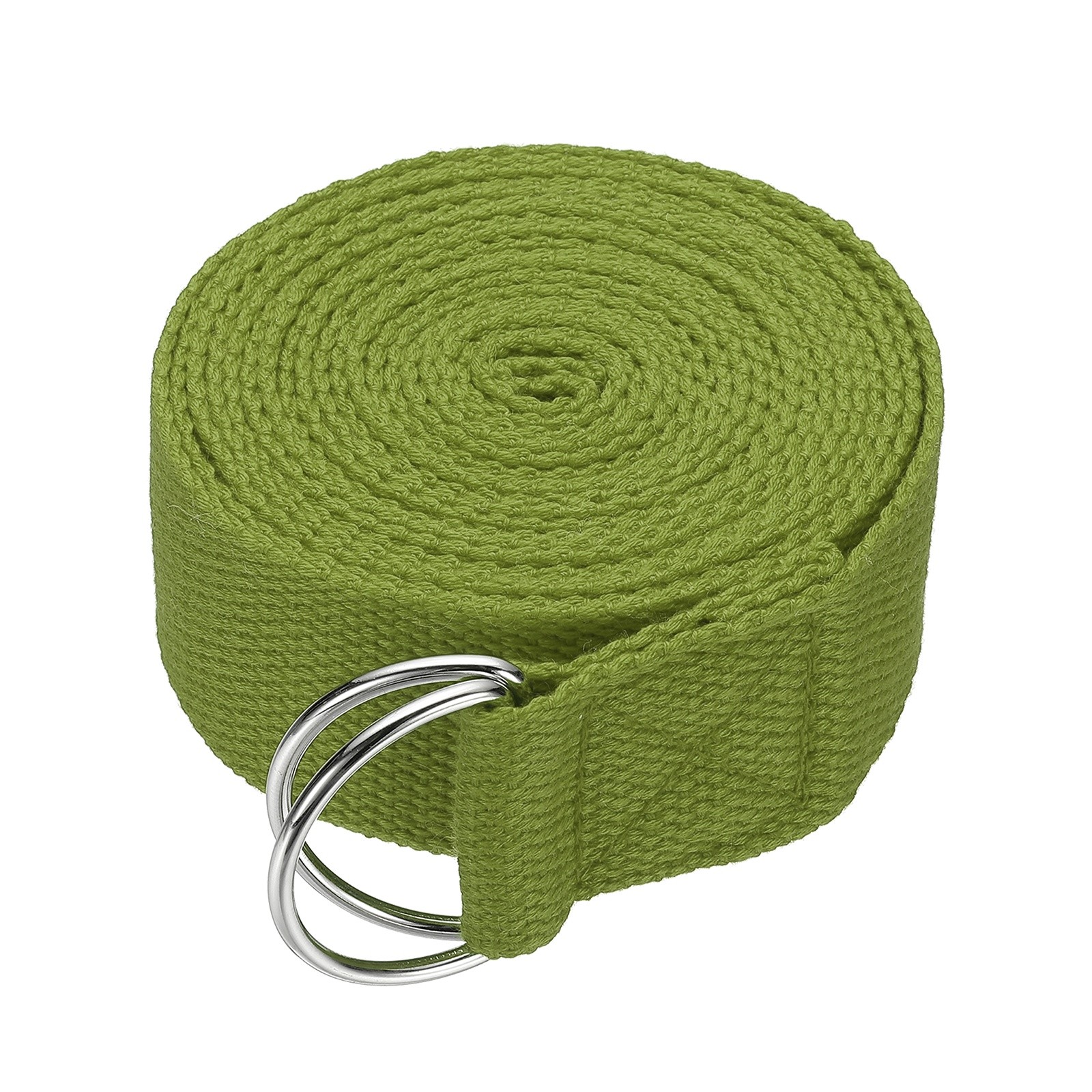 Yoga Strap with Adjustable Metal D Ring Buckle, 10.5ft & Dark Green