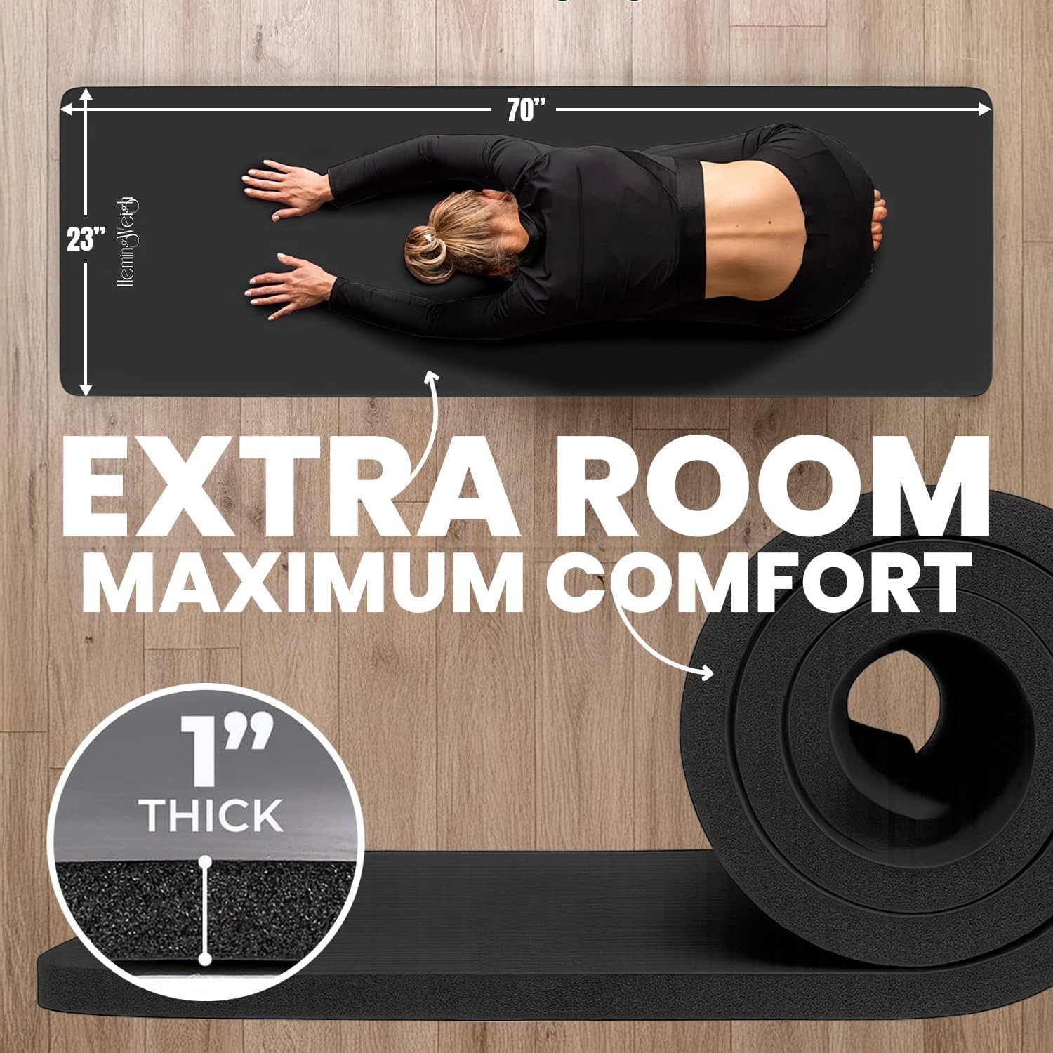 Extra Thick Non Slip Yoga Mat 70x23in High-Density Foam Exercise Mat for Home
