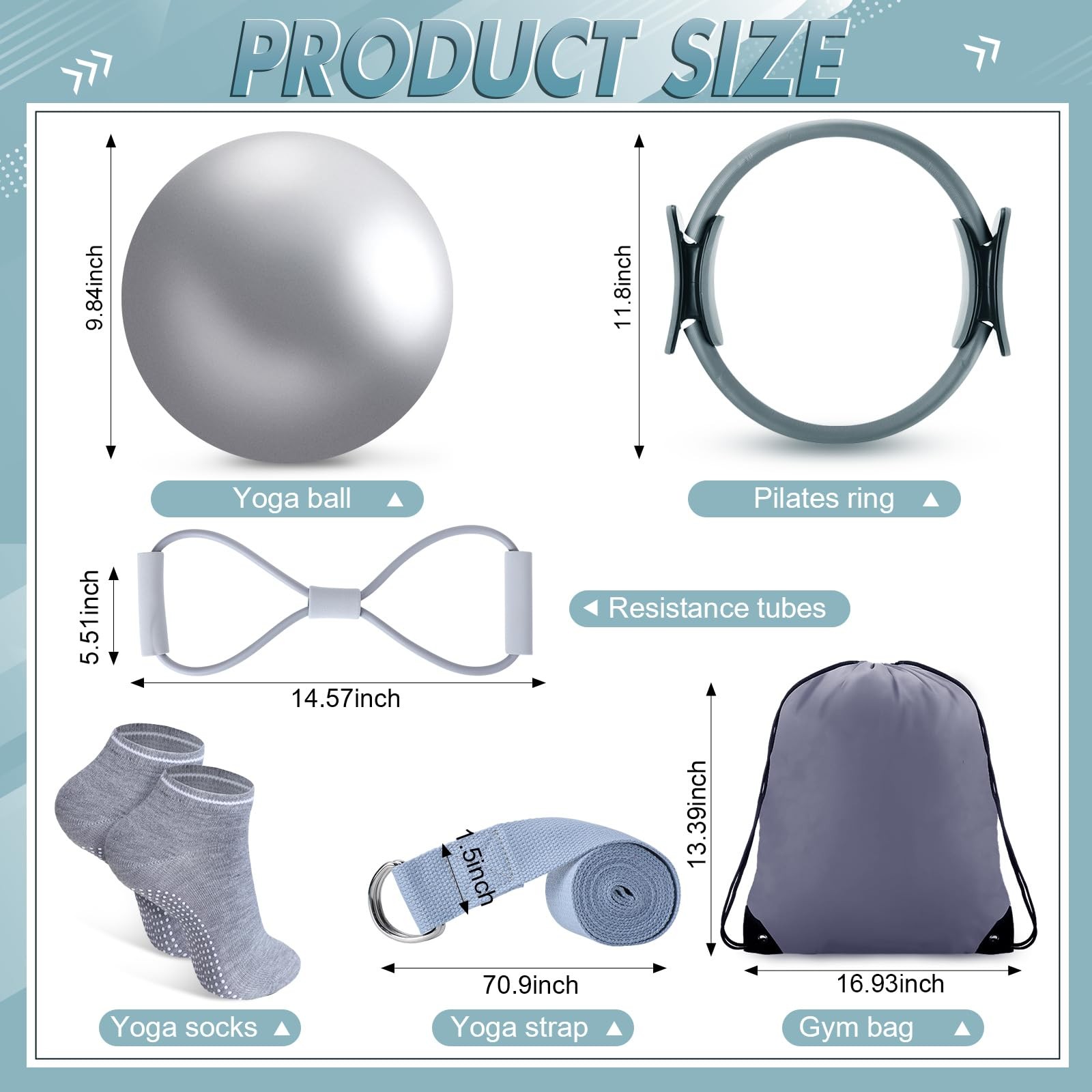 18 Pcs Home Pilates and Ring Circle Set Yoga Fitness Essentials Kit with 5 Re…