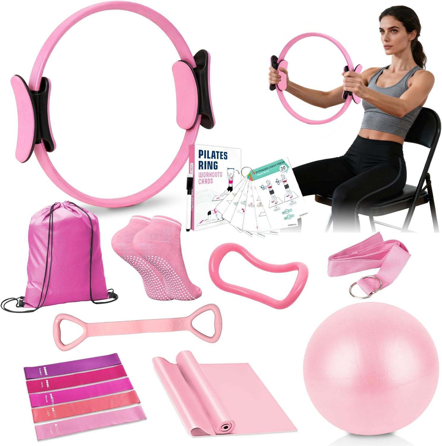 Pilates Kit for Women Pilates Equipment Ring and Ball Set Magic Circle Hoop with