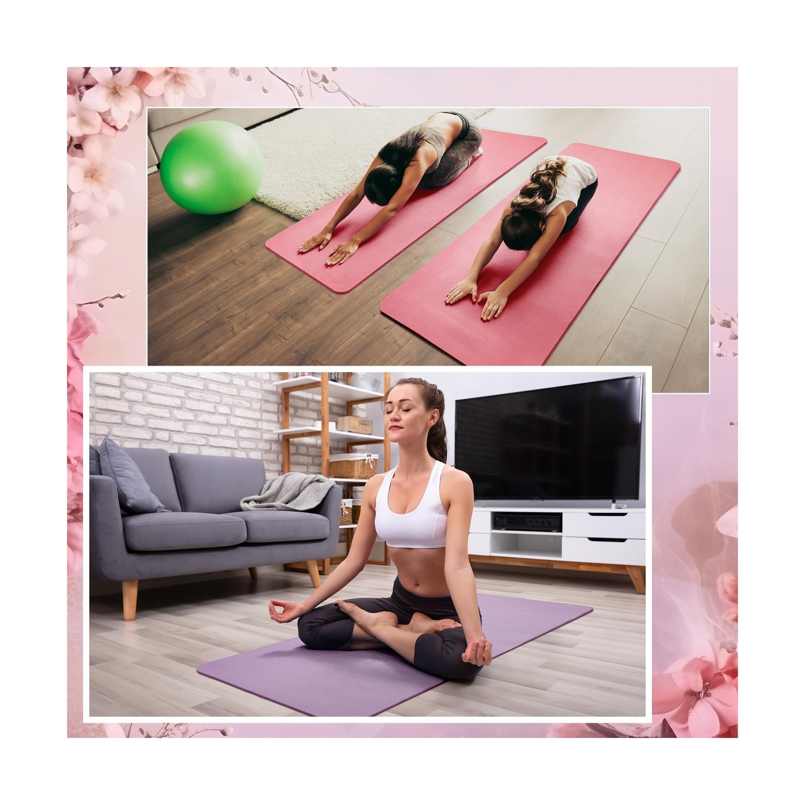 Timgle 6 Pcs 10mm Thick Yoga Mat Bulk 68 x 24 Inches Assorted Colors Exercise…