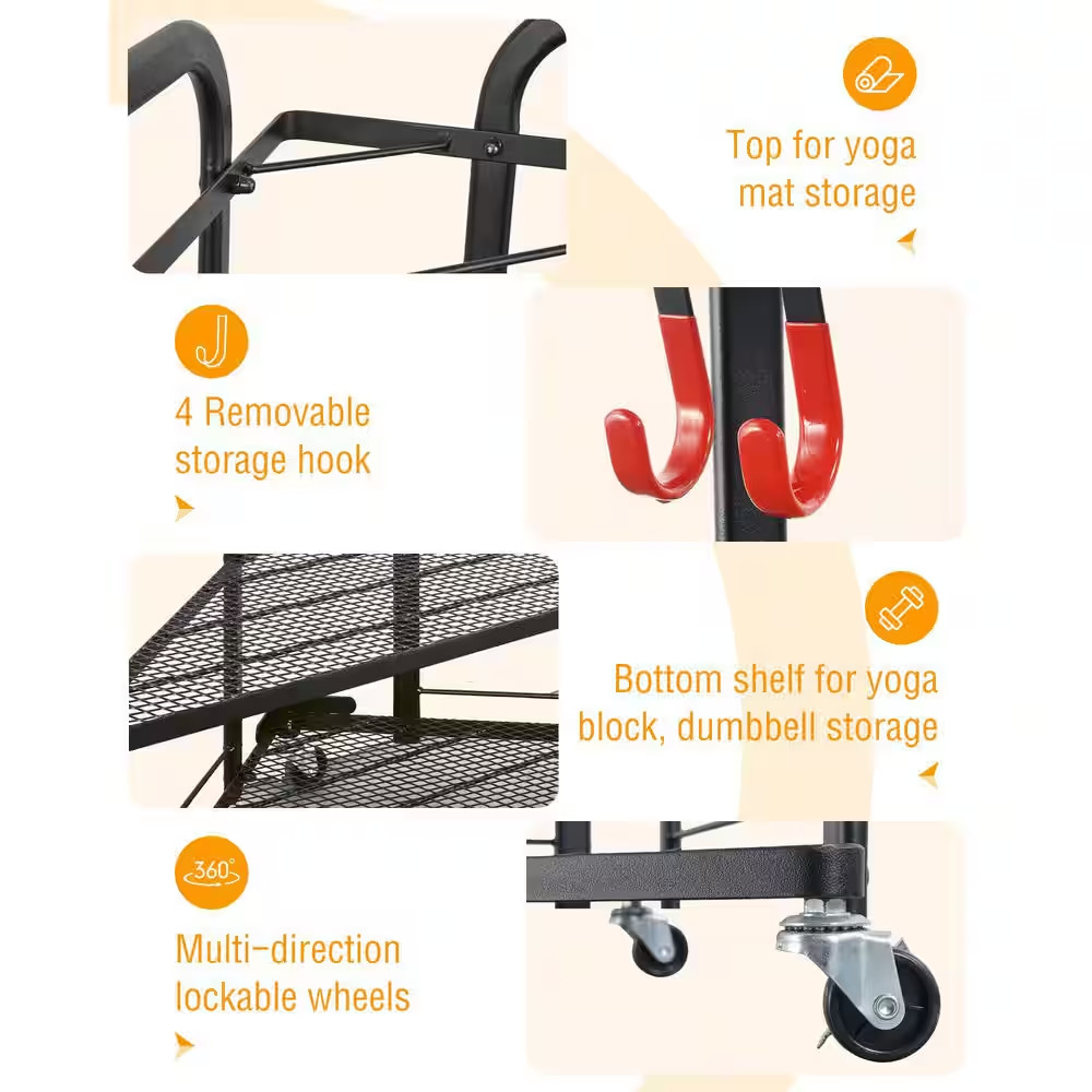 Heavy-Duty Dumbbell and Yoga Mat Storage Rack for Home Gym