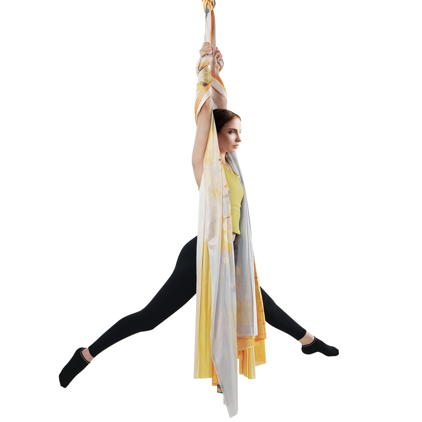 Uimoso Aerial Yoga Hammock 5.5 Yards Nylon Sling for Inversion Exercises, Gold