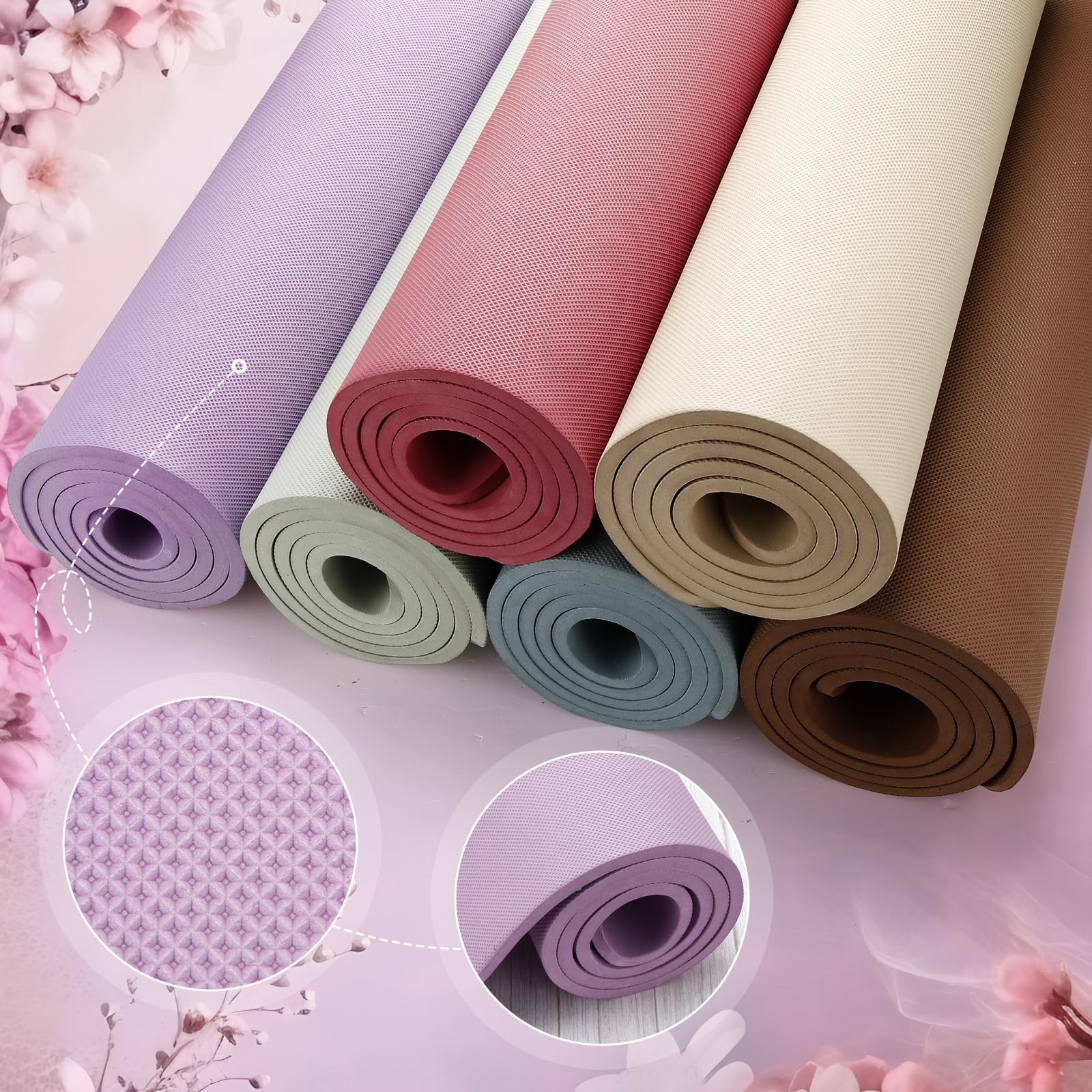 Timgle 6 Pcs 10mm Thick Yoga Mat Bulk 68 x 24 Inches Anti-slip Tear-resistant…