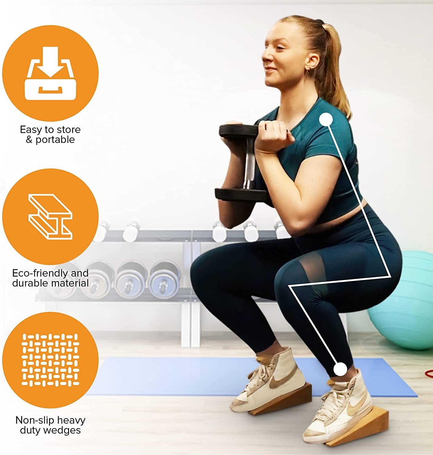 Sisyphos Cork Squat Wedge Block – 2 PCS With Massage Ball And Free E-Book + Work