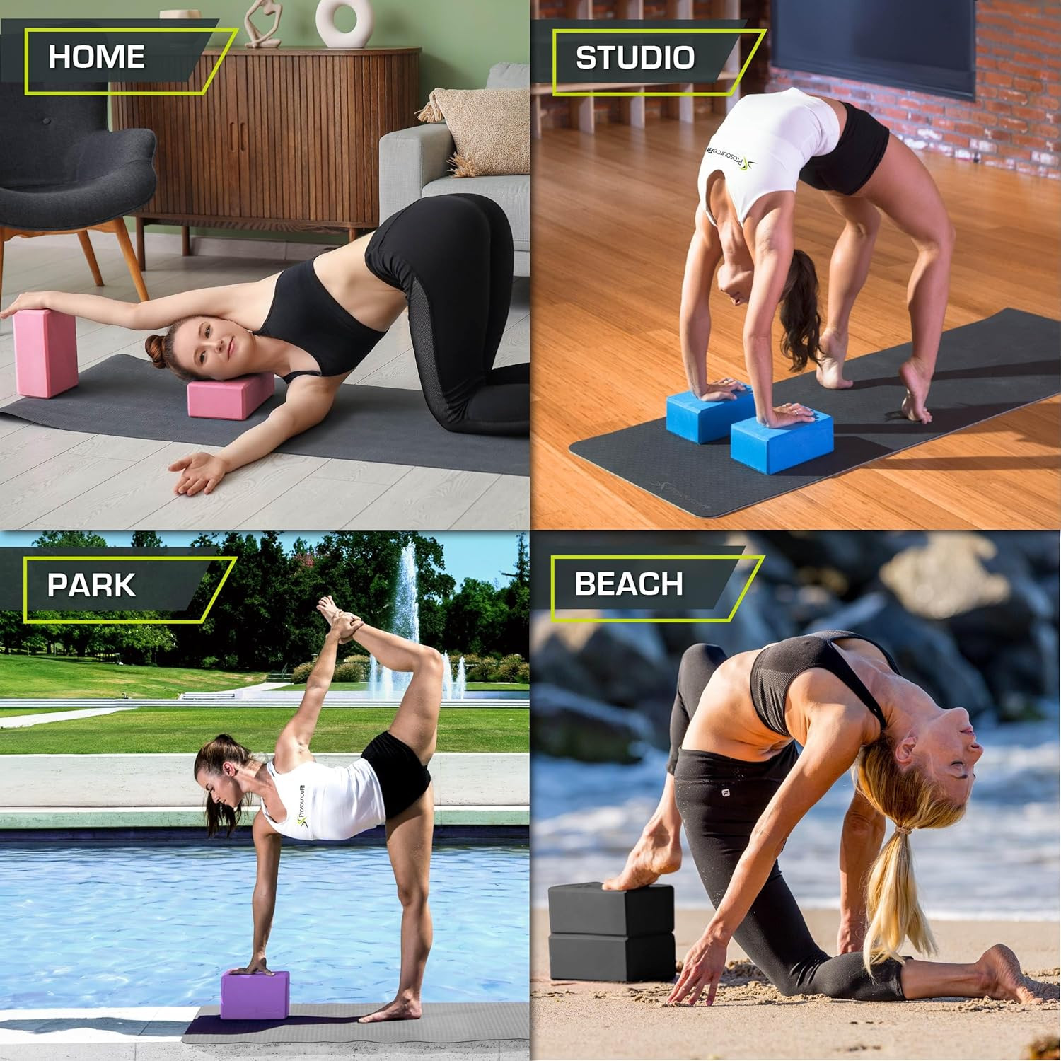 Foam Yoga Blocks Set of 2, High Density EVA Yoga Bricks, Sturdy Yoga Prop Large