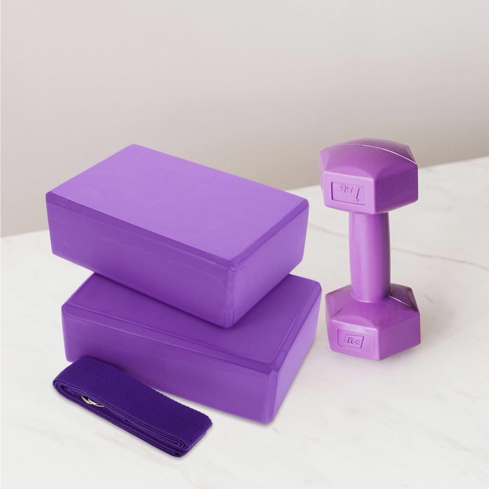 3Pcs Foam Yoga Blocks and Strap Set for Pilates and Yoga Posture Improvement