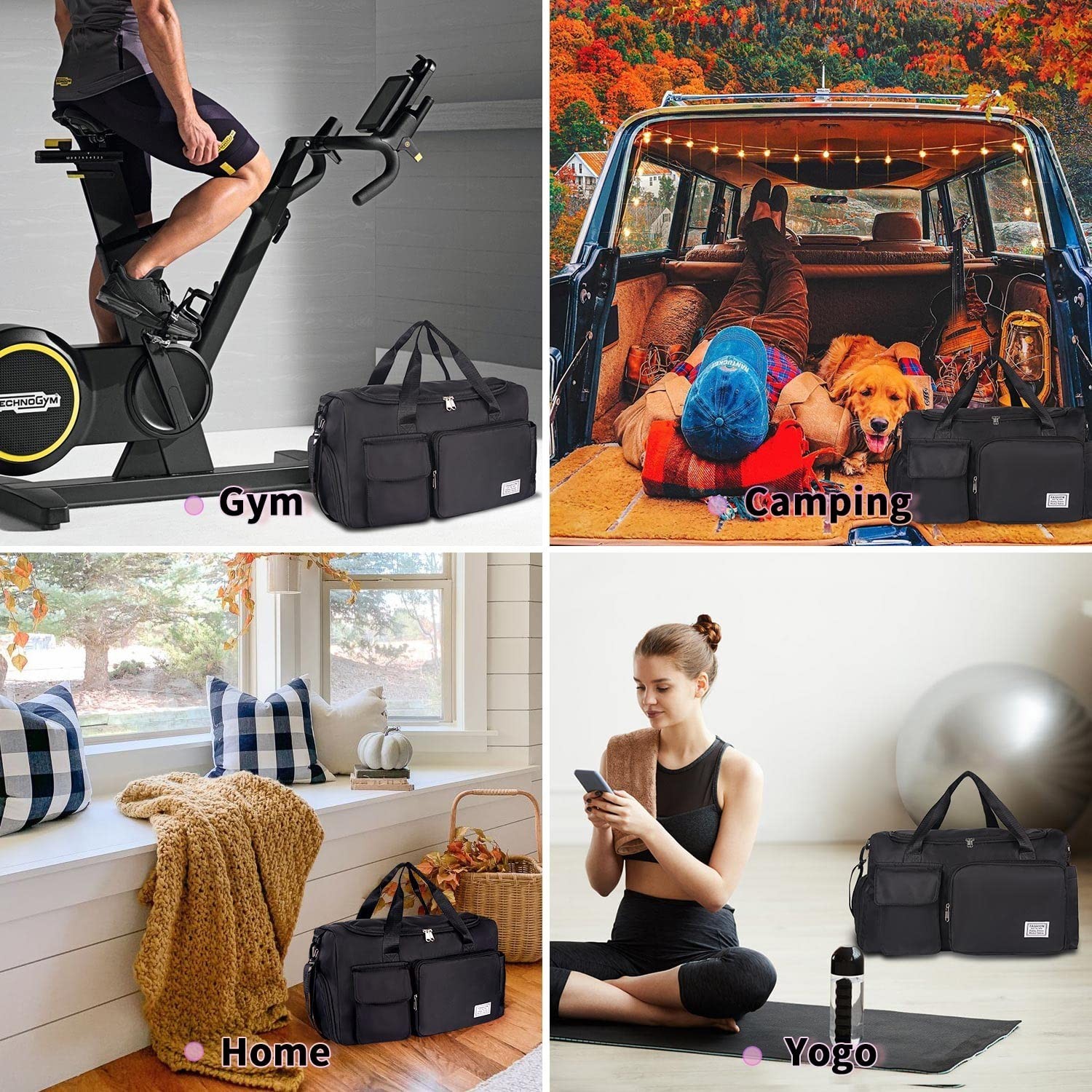 FIORETTO Women&rsquo;s Gym Duffle Bag with Shoes Compartment, 30L Capacity, Ideal f…