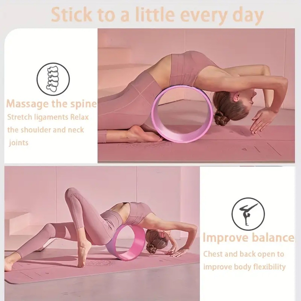 1pc Double Colors Yoga Wheel For Back Bending, Non-Slip for Home Travel