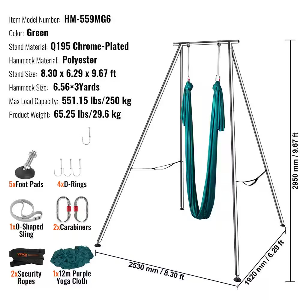 Aerial Yoga Frame and Yoga Hammock 9.67 Ft. H Professional Yoga Swing Stand Come