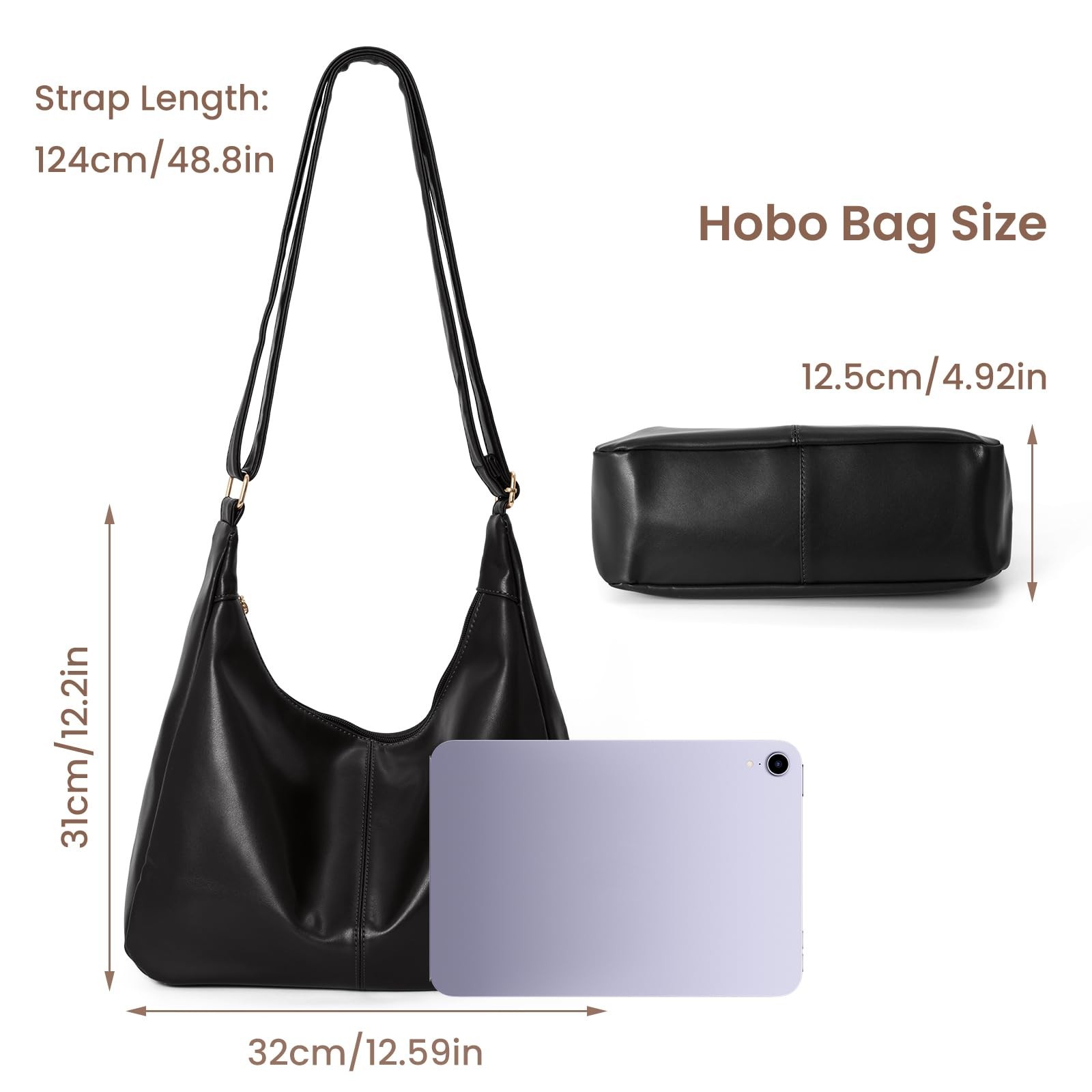 Badiya Hobo Bags for Women Tote Handbags Pu Leather Ultra Soft Slouchy Tote P…