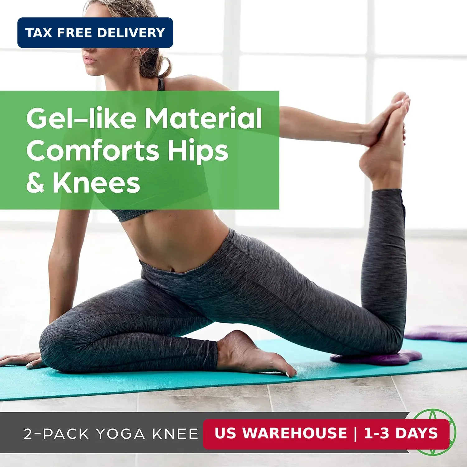 Gaiam Yoga Knee Pads (Set of 2) – Yoga Props and Accessories for Women/Men Cushi