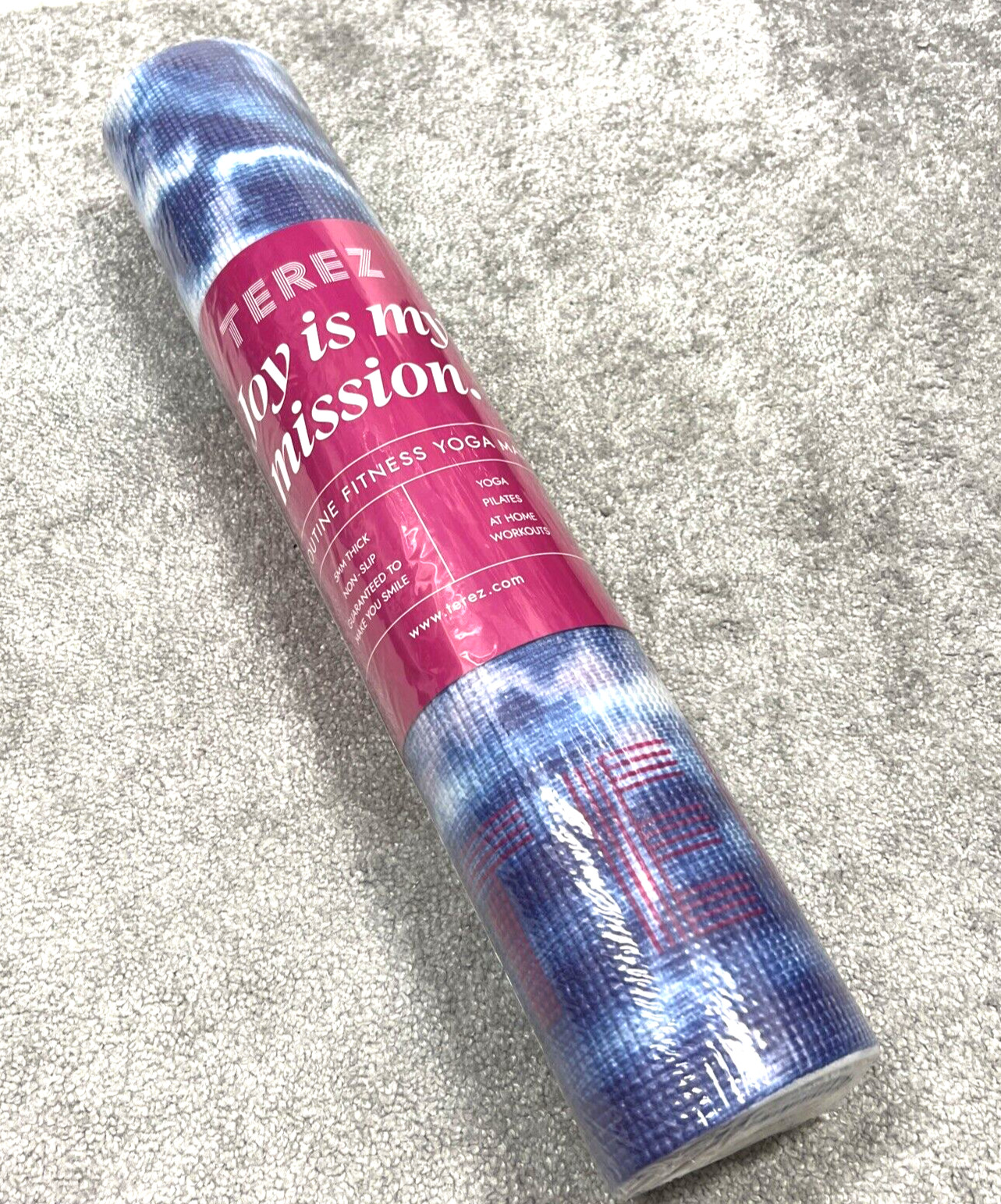 NEW Yoga Mat Pilates 5mm Non Slip Blue Tie Dye Multicolor