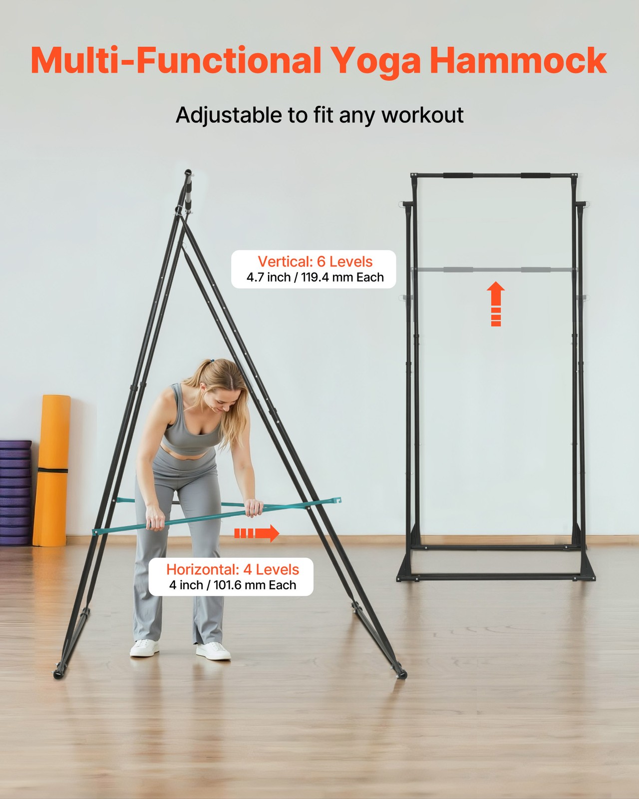 VEVOR Yoga Stand Frame 440.9 lbs Load Swing Stand with EVA Foam Pull Up Stands