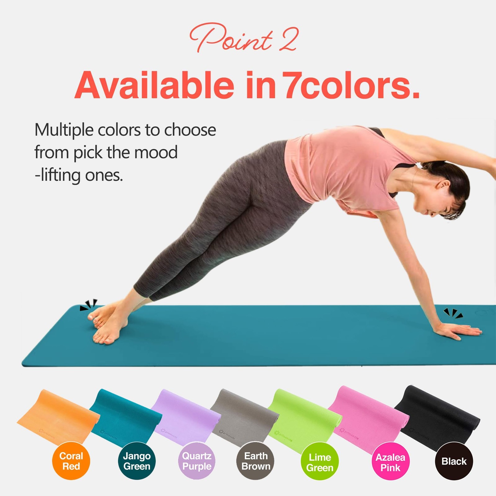 PrimasoleLight Green‌ Non Toxic Yoga Mat with Poses – 68&Prime;Lx24&Prime;Wx1/4 Inch Non-…