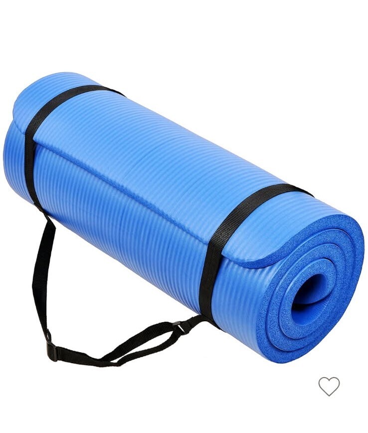 BALANCEFROM GOCLOUD 71 »X24 » 1 INCH EXTRA THICK EXERCISE YOGA MAT W STRAP BLUE