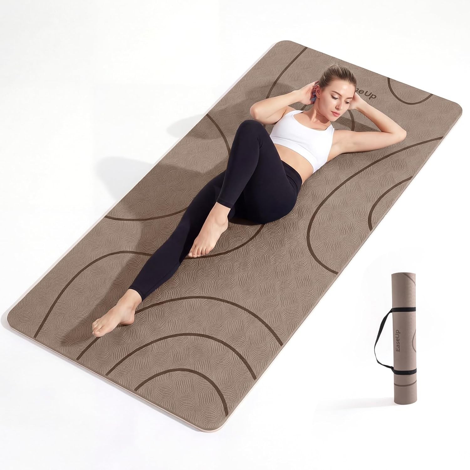 EaseUp Large yoga mat,73’x35.5’x0.4’,extra thick and wide,10mm pilates