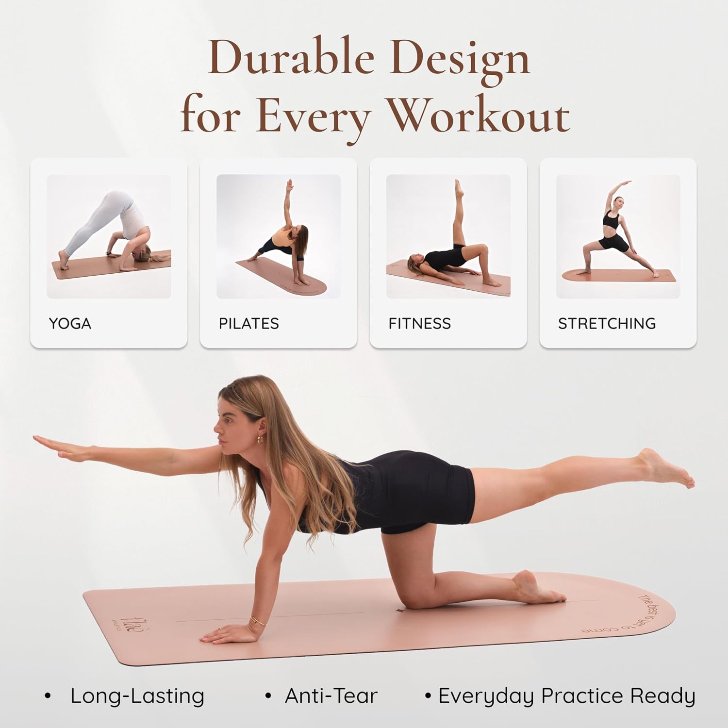 Arch shaped Yoga Mat Eco PU Rubber Non Slip Motivational