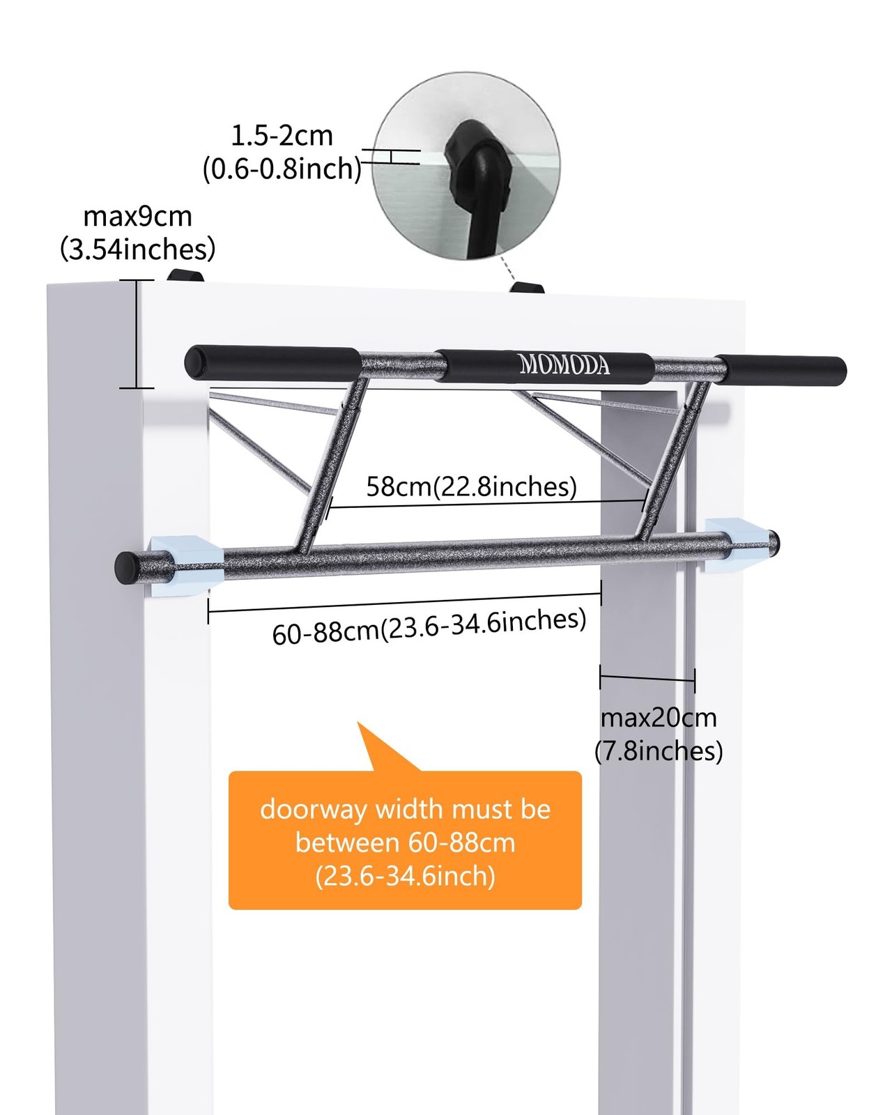 MOMODA Doorway Pull-Up Bar, Chin-Up Bar for Door Frame, Multi-Grip Upper Body…