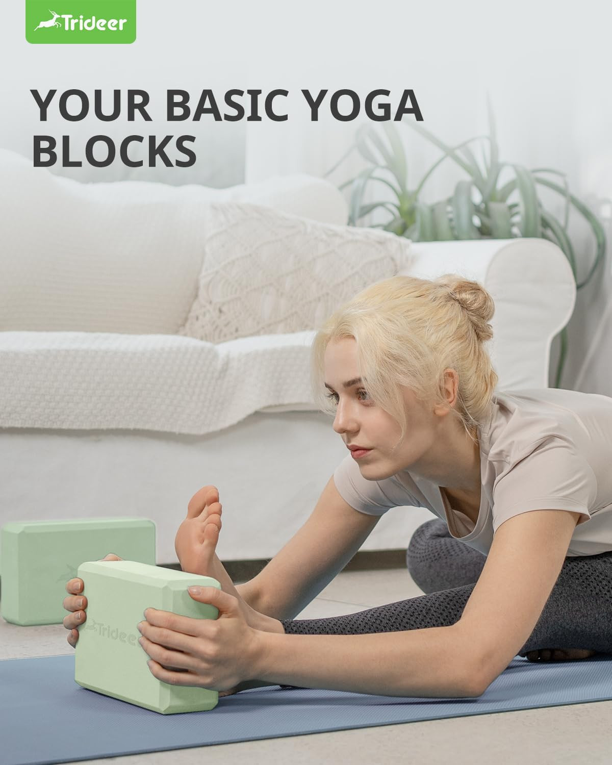 Yoga Blocks 2 Pack, Soft Non-Slip Surface Premium Foam Blocks, Supportive, Light