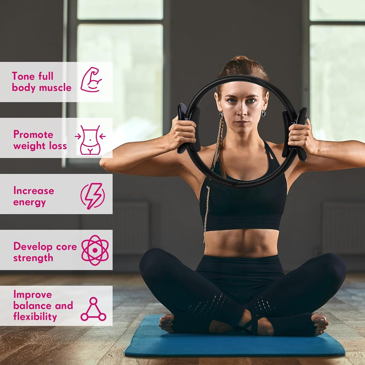 Pilates Ring 11. 81 Inch Pilates Circle Yoga Ring Magic Lightweight Flexible Wor
