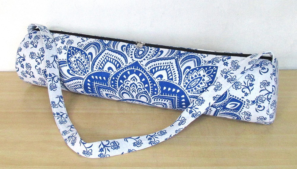 Blue Ombre Yoga Mat Carrier Bag Hippie Mandala Cotton Bag With Shoulder Strap US