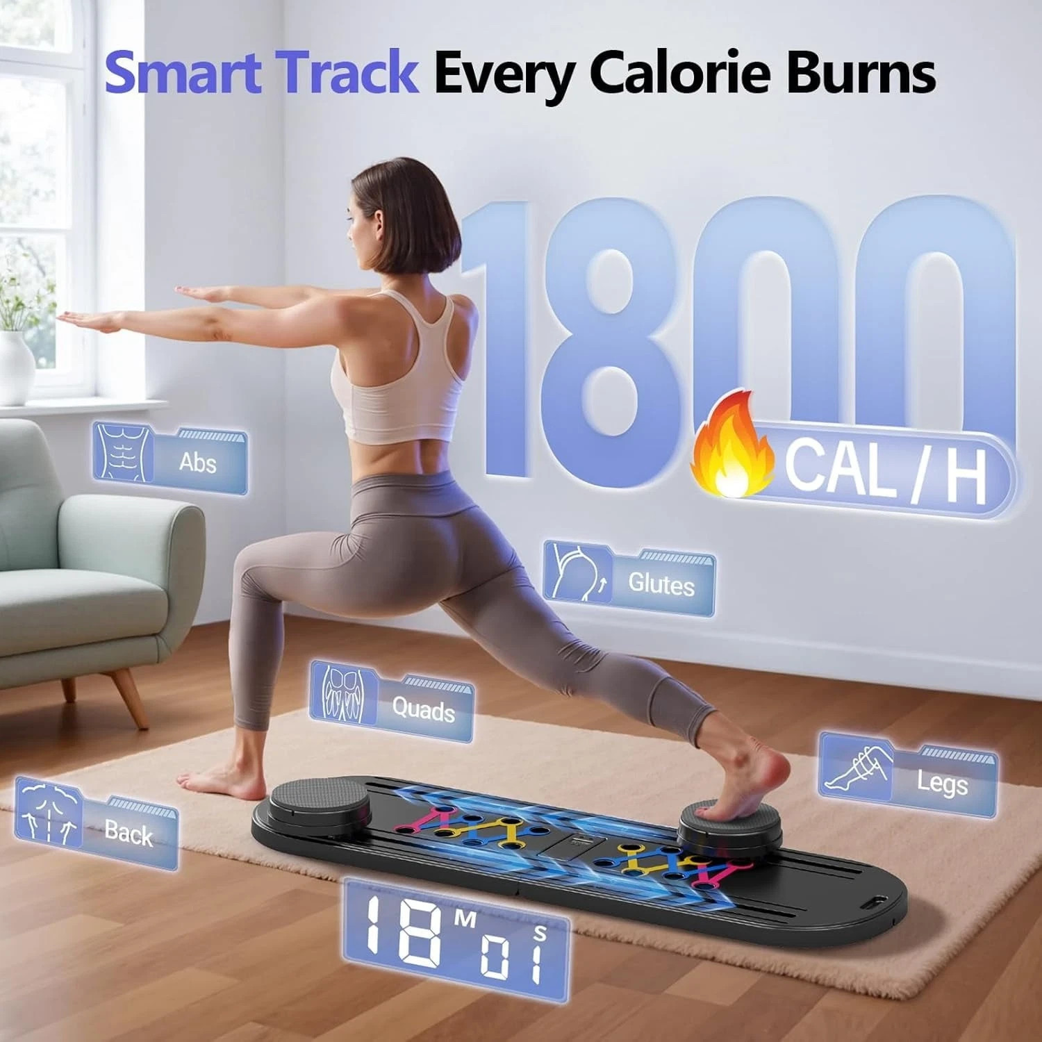 Multi-Function Pilates Board Set Foldable Reformer Workout Board 300LB