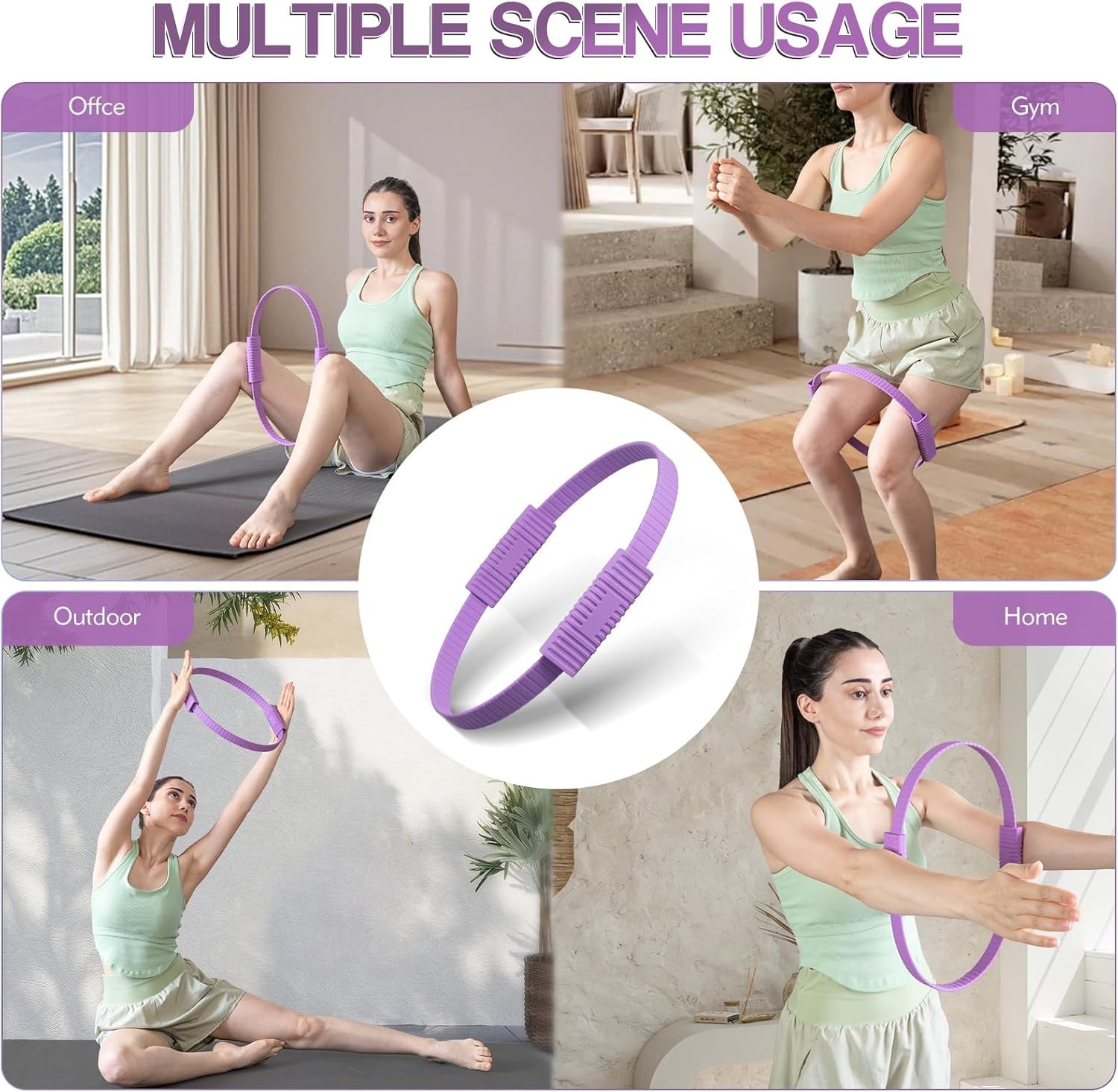 Pilates Kit, 13.5 Inch Magic Circle Ring with Core Ball and 5-Level Resistanc…