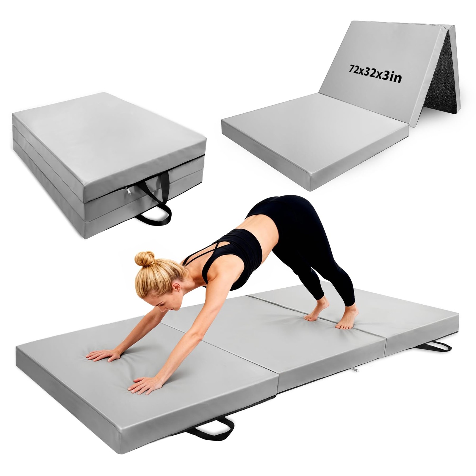 3inch Thick Workout Mat,6 * 2.5ft Extra Thick Wide Folding Yoga Mat, Tri-Fold…