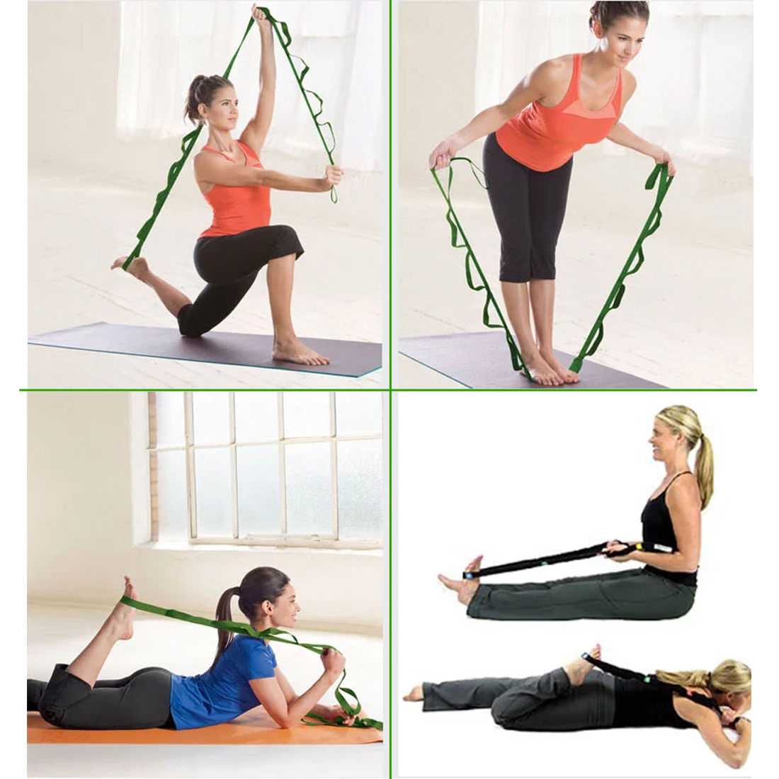 10-Loop Yoga Stretch Strap Fitness Pilates Belt-Physical Therapy Ballet Stretch