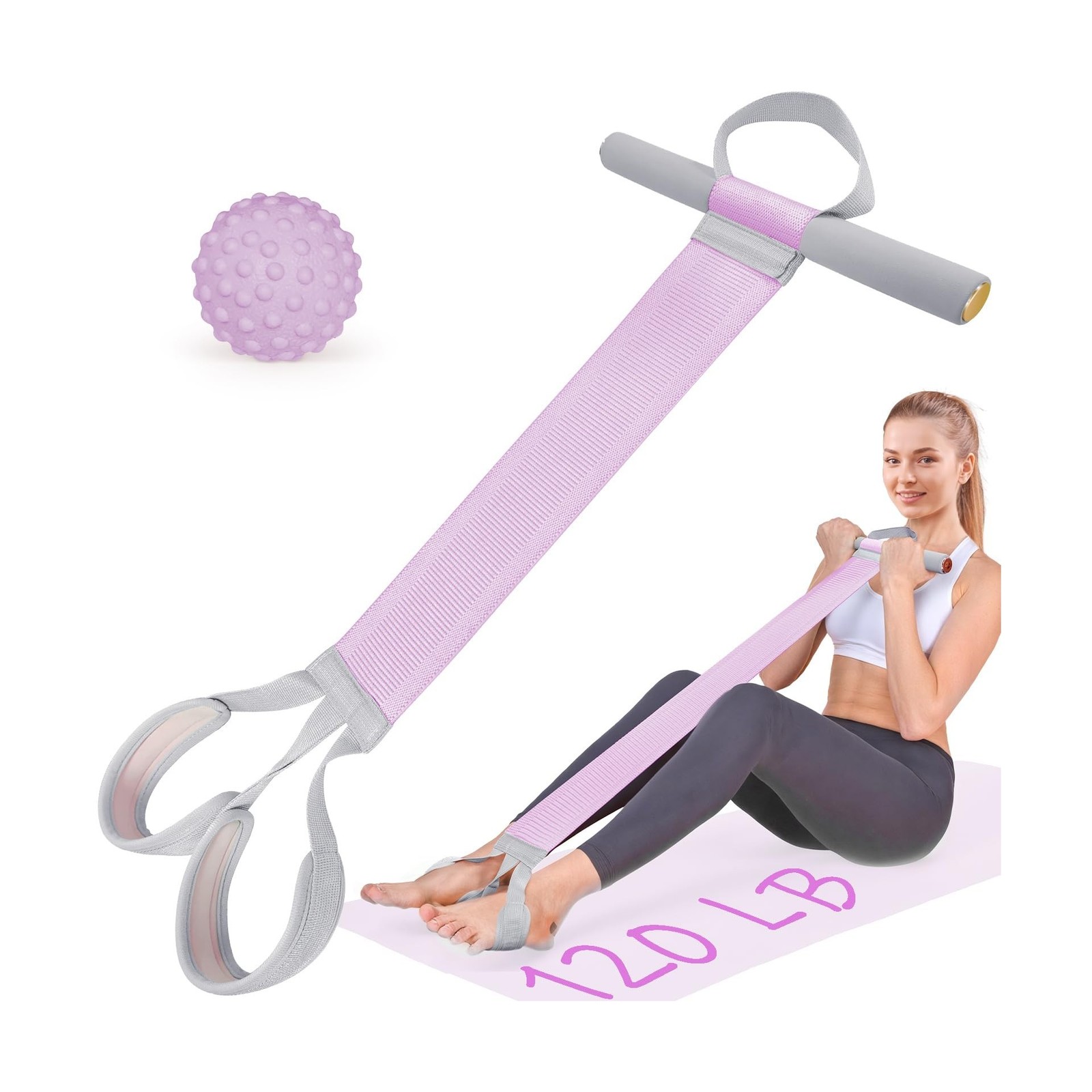 Fabric Resistance Band with Handles, 120lb Full-Body Excercise Band, Non-Slip…