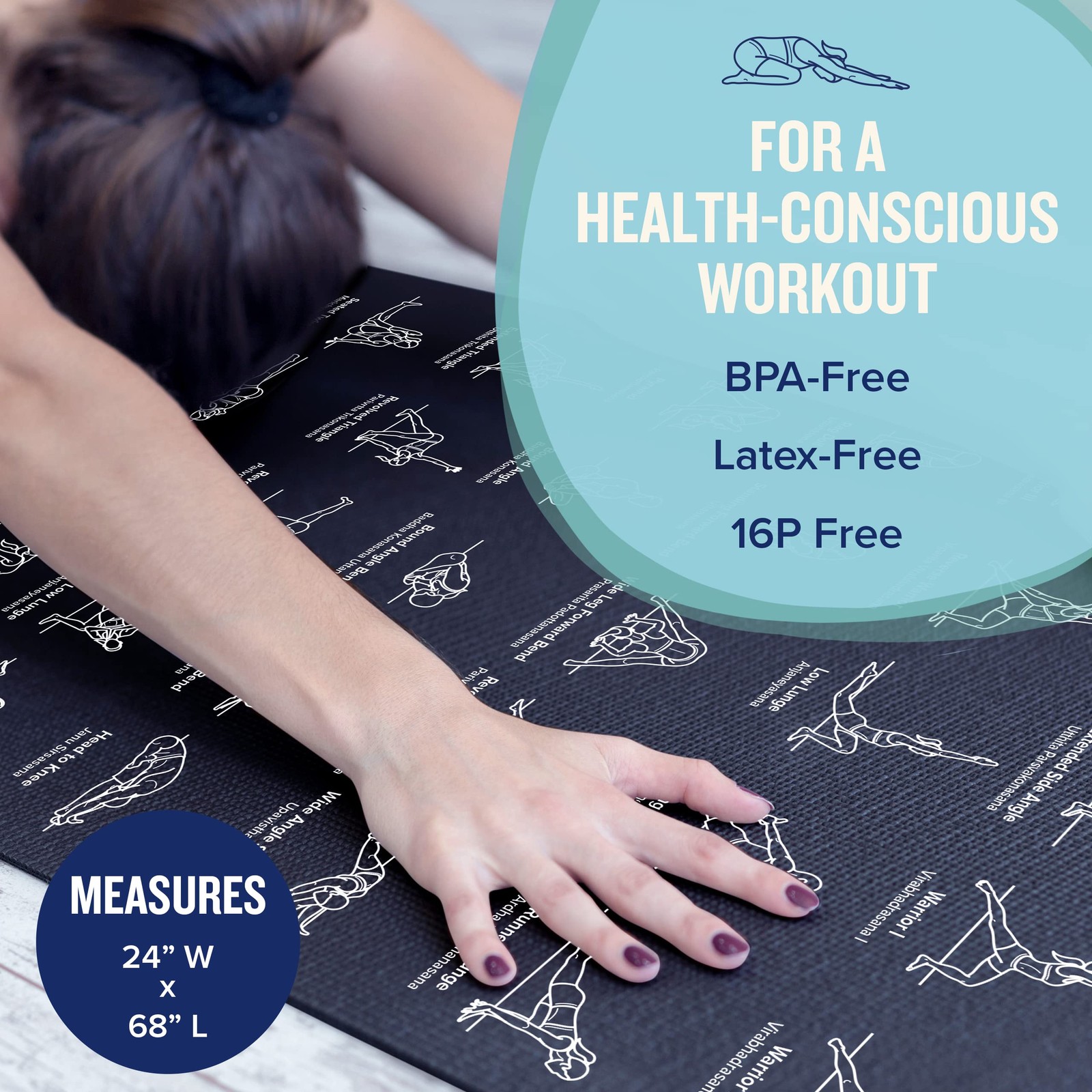 Yoga Mat for Women and Men – Large, 5mm Thick, 68 Inch Long, Non Slip Exercis…