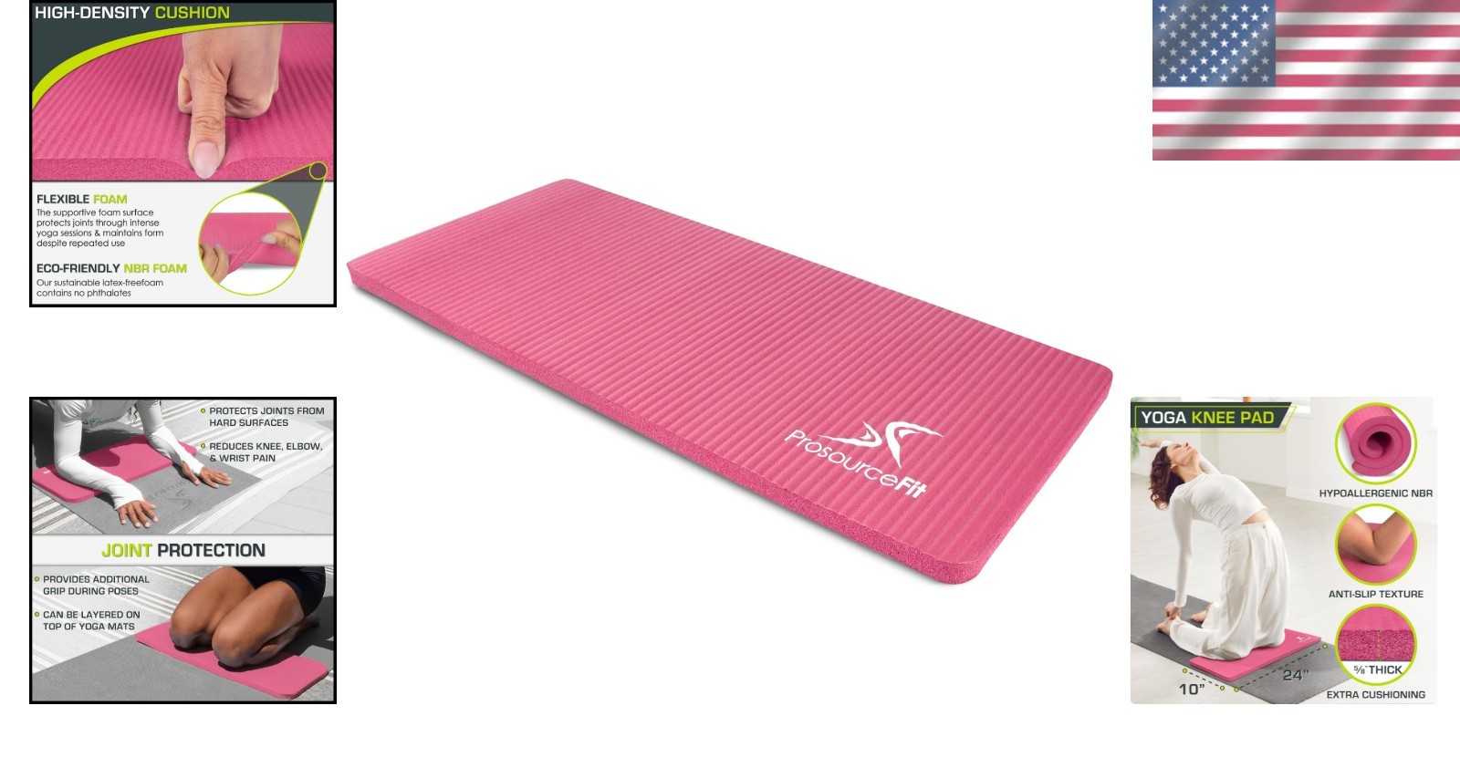 Compact 24×10” Non-Slip Yoga Knee Pad – 15mm Thick for Maximum Comfort & Support