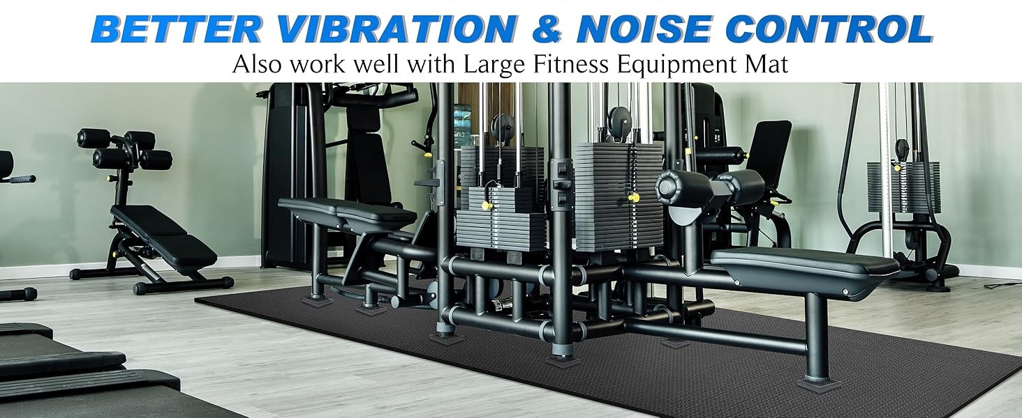 Exercise Equipment Mat Heavy Duty – 4 x 4 x 0.8 Inches 4 Pcs Non Slip Noise