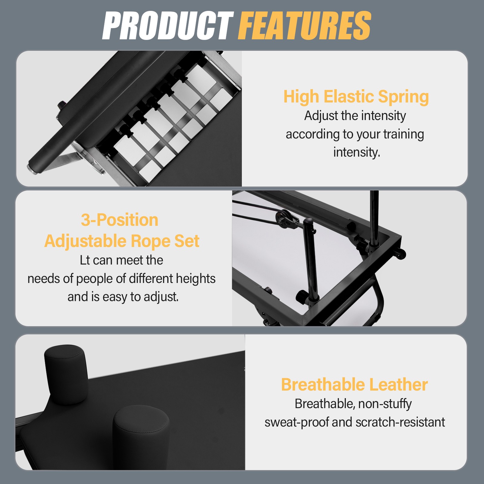 Foldable Pilates Reformer Home Pilates Equipment Studio Gym Workout Machine