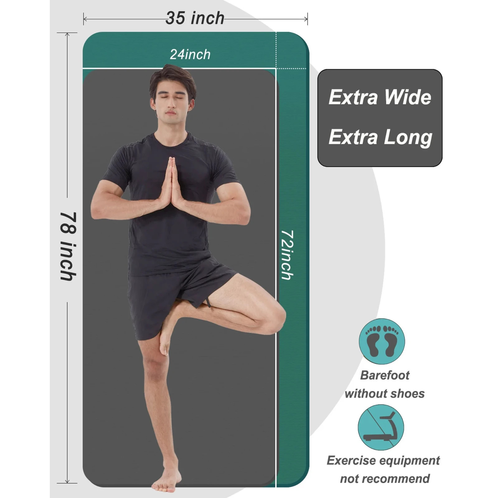 Thick Yoga Mat 15mm NBR 78&Prime;x35&Prime; Wide Exercise Workout Mats